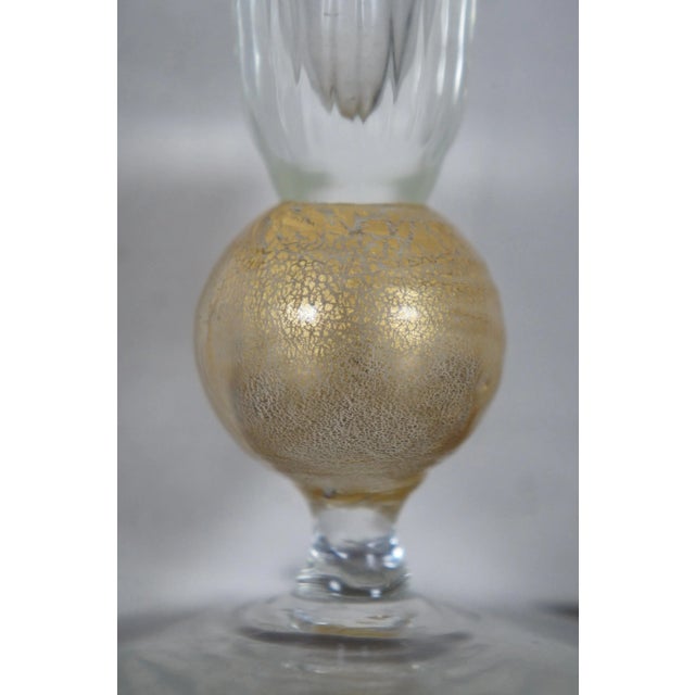 1998 Hand Blown Art Glass Trumpet Vase with Gold Flake Bauble For Sale - Image 9 of 11