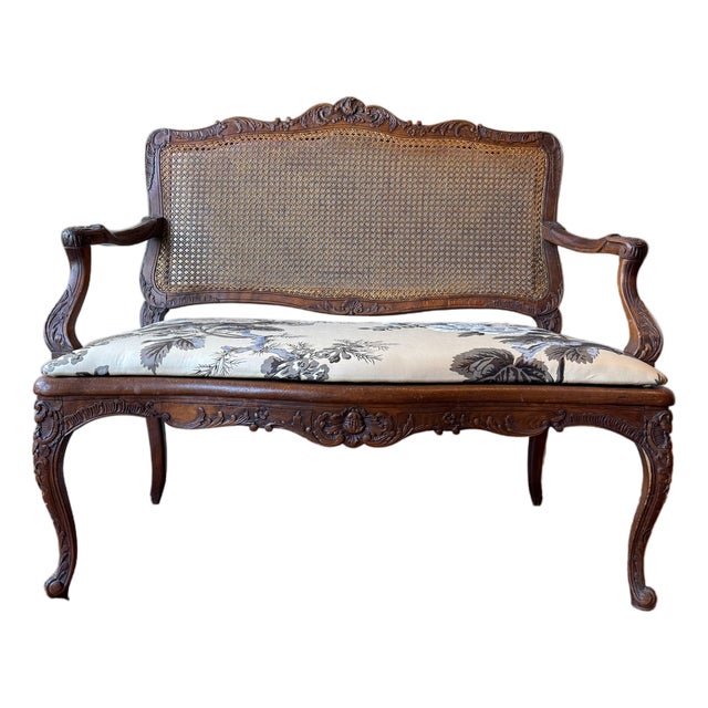 1870 Louis XV Caned Settee For Sale
