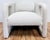 Vintage frame newly upholstered rounded back parsons lounge chair in a rich ivory textured velvet. Expertly crafted piping...