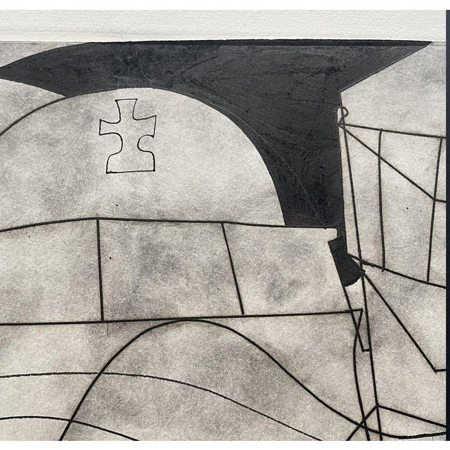 Modern Ben Nicholson, Paros with Balcony Variation with Hand Colouring, 1965, Artwork on Paper For Sale - Image 3 of 9