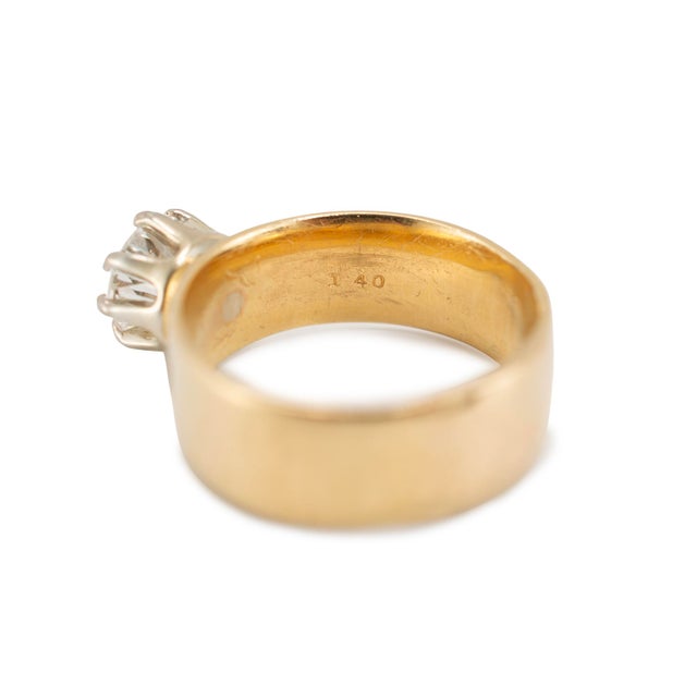 Vintage Traub Orange Blossom 18k Yellow Gold Gia 1.40ct Circular Engagement Ring, Size 7.5 For Sale In Houston - Image 6 of 10