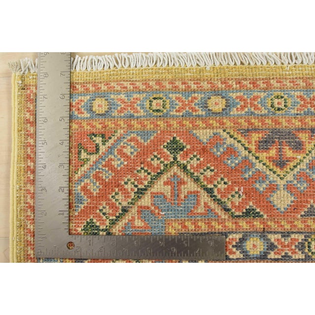 Kazak Rug 2’8” X 4′ Gold Wool Tribal Hand-Knotted Oriental Carpet For Sale - Image 10 of 10