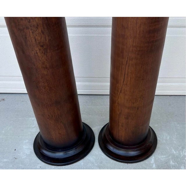 Pair of Custom Vintage Wooden Corinthian Column Pedestals With Capitals For Sale - Image 16 of 18