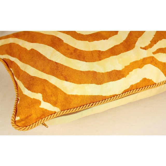Bronze Kravet Tiger Stripe Vintage Lumbar Pillow Cover With Piping For Sale - Image 8 of 13