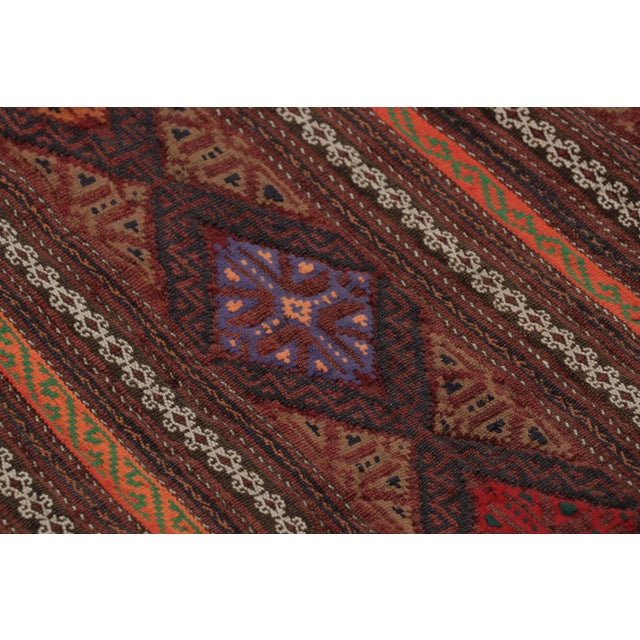 Textile Vintage Persian Soumak Kilim, Earth Tones With Diamond Motifs - Rug & Kilim For Sale - Image 7 of 8