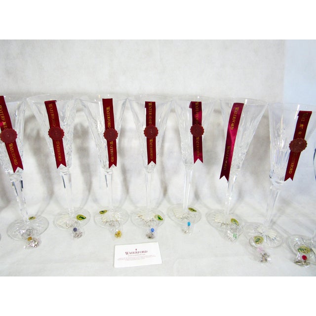 Waterford Crystal Vintage "12 Days of Christmas" Waterford Lead Crystal Glasses in Boxes + Charms - 12 pcs For Sale - Image 4 of 17