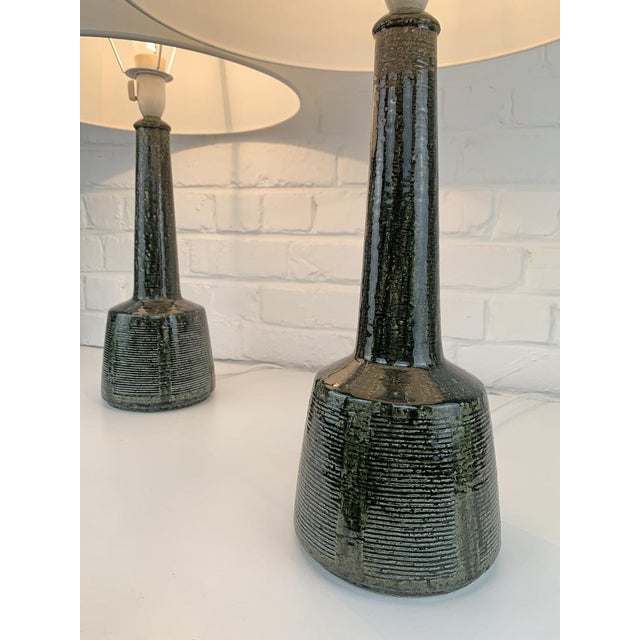 Mid-Century Modern Danish Tall Ceramic Table Lamps by Esben Klint for Le Klint, 1960, Set of 2 For Sale - Image 3 of 18