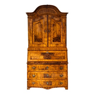 Baroque Secretaire with Upper Cabinet in Walnut, 1700s For Sale
