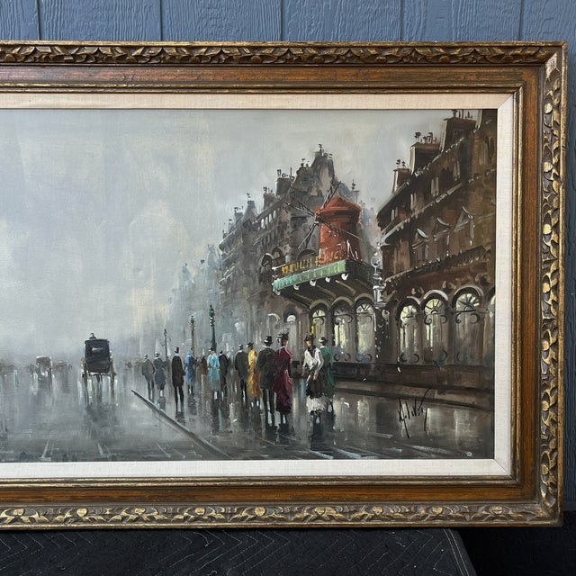 Original LARGE Oil Painting By Antonio Devity (1901-1993) Parisian Impressionist Scene -GREAT CONDITION! One small chip in...