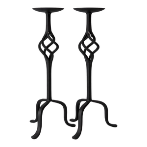 1950s Pair of Mid-Century Sculptural Iron Candlesticks