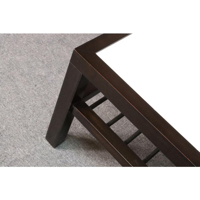 Vintage Ebonized Wood and Vitrolite Glass Coffee Table by Van Keppel and Green For Sale - Image 11 of 18