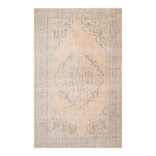 1970s Vintage Turkish Handmade Wool Cotton Beige Area Rug For Sale