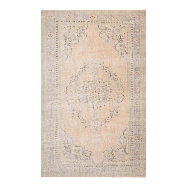 1970s Vintage Turkish Handmade Wool Cotton Beige Area Rug For Sale