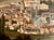 Antique Central European Cityscape Oil Painting with Cathedral and Hillside Castle A richly detailed panoramic oil...