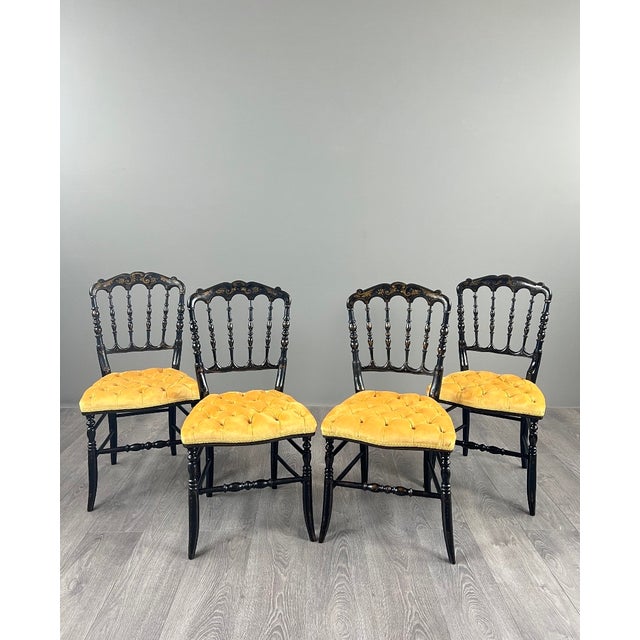 19th Century Napoleon III Chairs in Blackened Wood, Set of 4 For Sale - Image 12 of 12