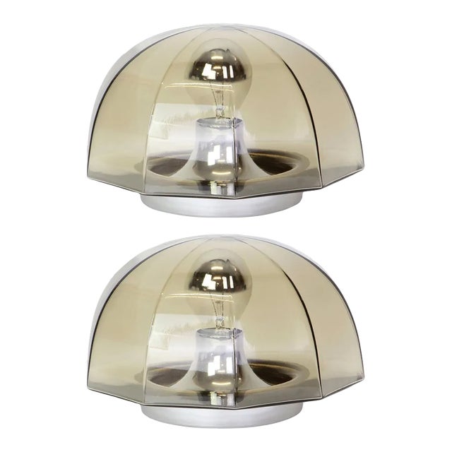 Smoked Glass Sconces from Hillebrand, Germany, 1960s, Set of 2 For Sale