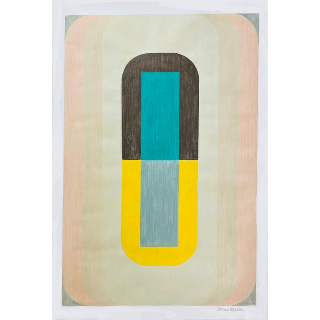 Mixed Media With Turquoise and Yellow For Sale