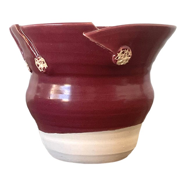 Vintage Original Studio Pottery Pleated Vase For Sale