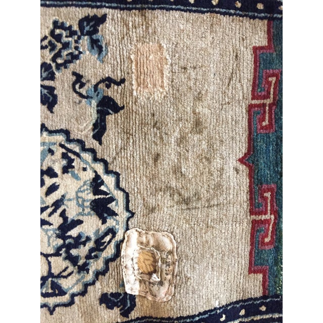 Antique Tibetan Hand-Knotted Saddle Rug with Tang & Song Dynasty Pattern For Sale - Image 6 of 15