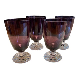 1970s Vintage Fostoria American Lady Amethyst "Burgundy" Juice Glasses- Set of 4 For Sale