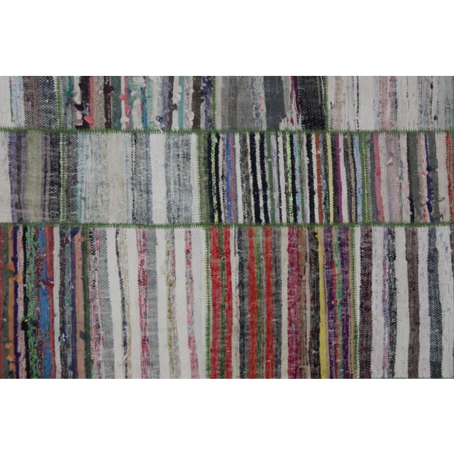 Modern Hand Knotted Patchwork Rug by Aara Rugs Inc. 9'6" X 6'5" For Sale - Image 3 of 3