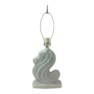 Art Deco Gray Ceramic Horse Bust Table Lamp