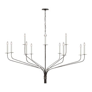Ian K. Fowler for Visual Comfort Signature Belfair Grande Two-Tier Chandelier in Aged Iron For Sale