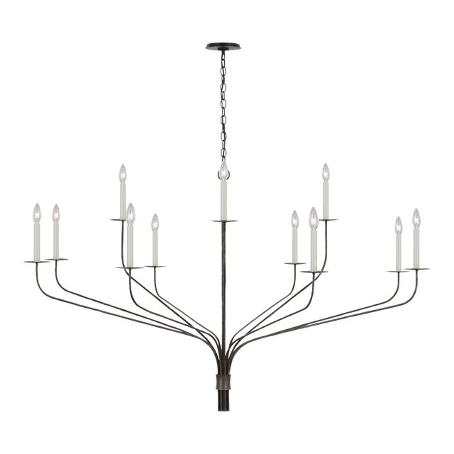 Ian K. Fowler for Visual Comfort Signature Belfair Grande Two-Tier Chandelier in Aged Iron For Sale