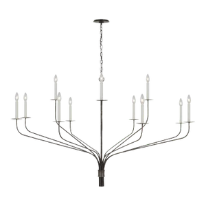 Ian K. Fowler for Visual Comfort Signature Belfair Grande Two-Tier Chandelier in Aged Iron