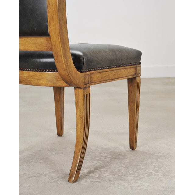 Set of Six Michael Taylor Regency Style Leather Dining Chairs For Sale - Image 18 of 18