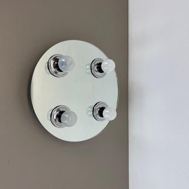 Pop Art Space Age Silver Mirror Wall Light by Eglo Light, Germany, 1980s For Sale - Image 3 of 15