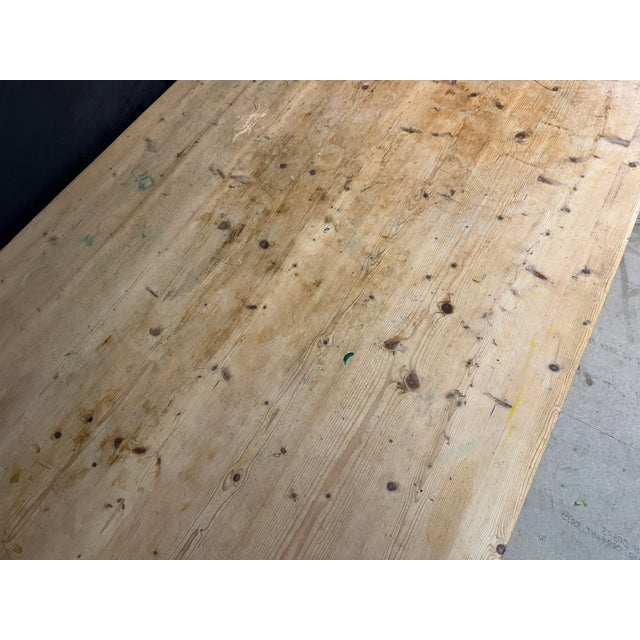 Wood Large Vintage Farmhouse Dining Table in Pine, 1940 For Sale - Image 7 of 15
