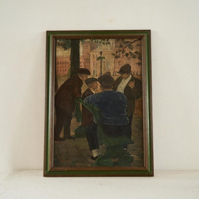 G. Van Rampelberg, Weightful Discussion, Oil on Panel, Belgium, 1920s, Framed For Sale - Image 4 of 11