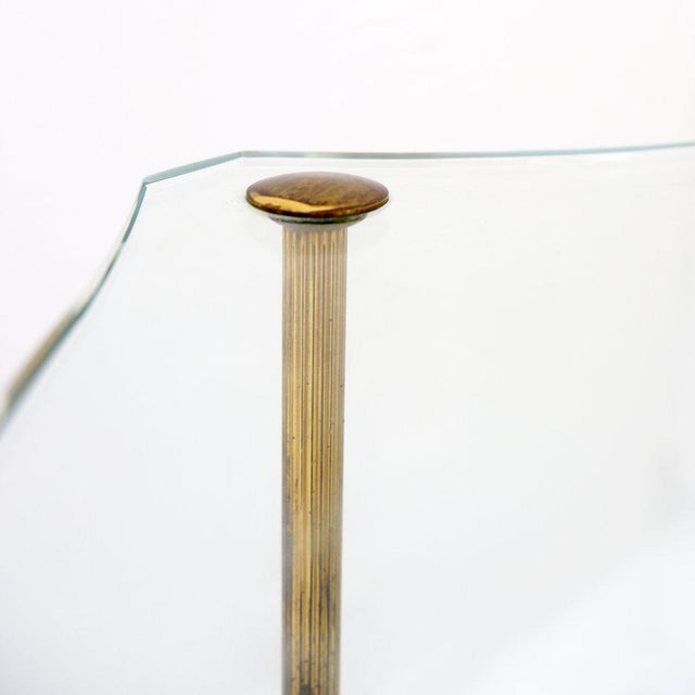 Maison Jansen Brass Side Table with Double Glass Top in the style of Maison Jansen, 1940 For Sale - Image 4 of 16