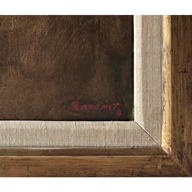 Transitional "Marsh Lands" Oil on Canvas Landscape-Custom Gilt Frame-Signed, 1980 For Sale - Image 3 of 4