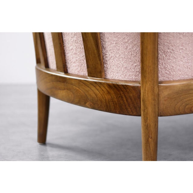 Mid-Century German Modern Cherrywood and Pink Upholstered Armchairs from Wilhelm Knoll, 1970s, Set of 2 For Sale - Image 9 of 18