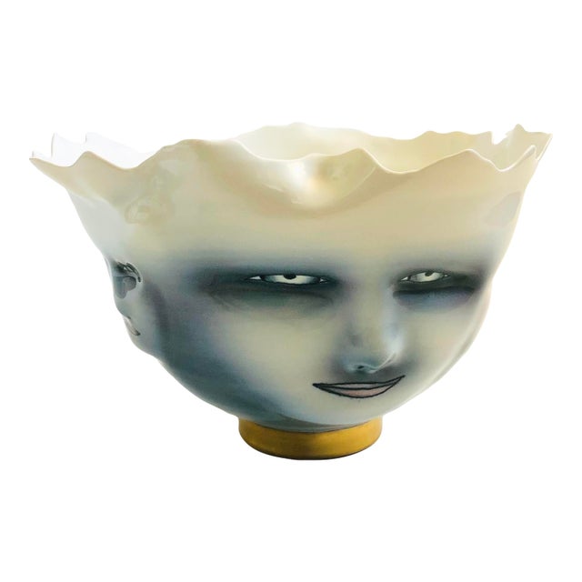 Bing Gleitsman Porcelain Four Faced Bowl For Sale