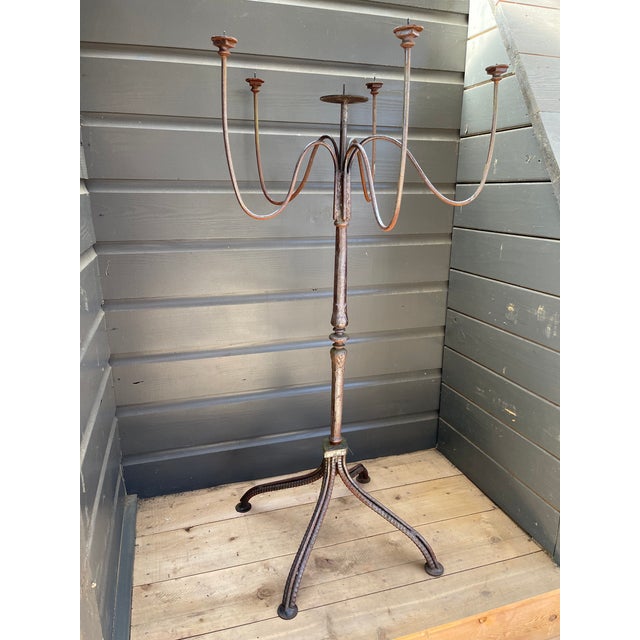 Late 20th Century Late 20th Century Monumental Cast Iron Candelabra Candle Holder - Garden Art Sculpture - Outdoor Decor For Sale - Image 5 of 5
