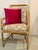 Baker Furniture Company McGuire Target Back Chair. Upholstered in Palm Beach Designer Performance Fabric With Soft Pink and Green Accents. For Sale - Image 4 of 8