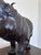 Animal Skin Large Vintage Handcrafted Leather Rhinoceros Statue For Sale - Image 7 of 12