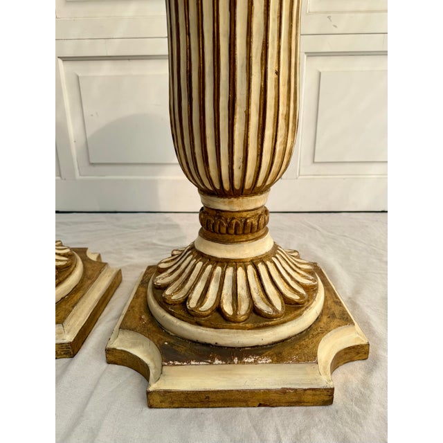 Pair of Italian Gilt Gold Carved Wood Pedestals Table Base For Sale - Image 9 of 12