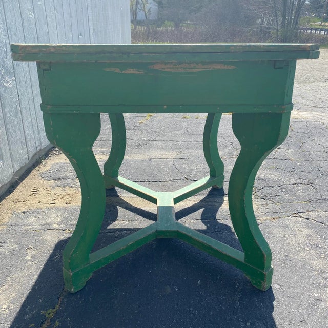 Kelly Green Painted French Farmhouse Extension Dining Table For Sale - Image 4 of 13