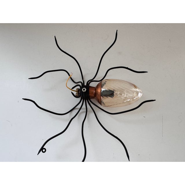 Italian Spider Wall Light Sconce with Yellow Glass Body, 1960s For Sale - Image 4 of 12