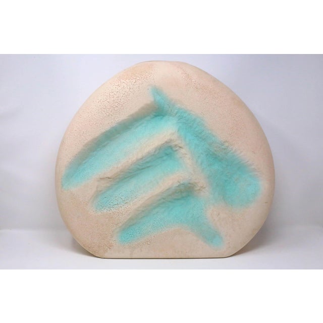 1980's Large Postmodern Pink and Turquoise Sculptural Ceramic Vase For Sale - Image 11 of 11