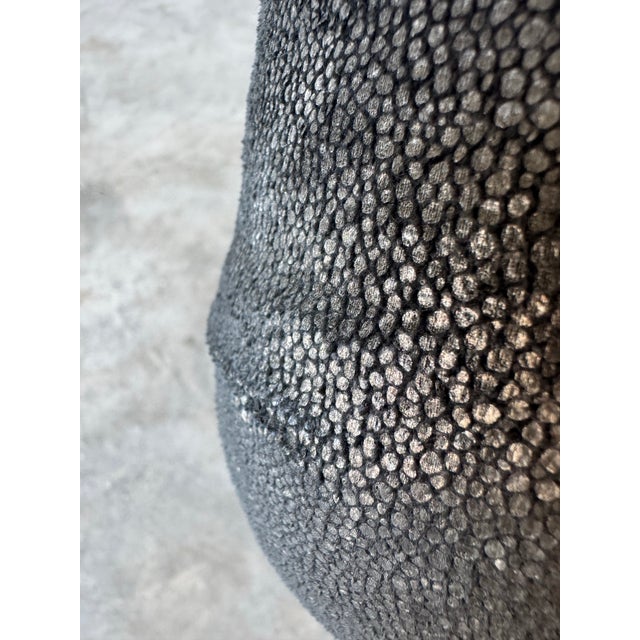 Postmodern Faux Shagreen Leather Upholstered Waterfall Bench For Sale - Image 9 of 12