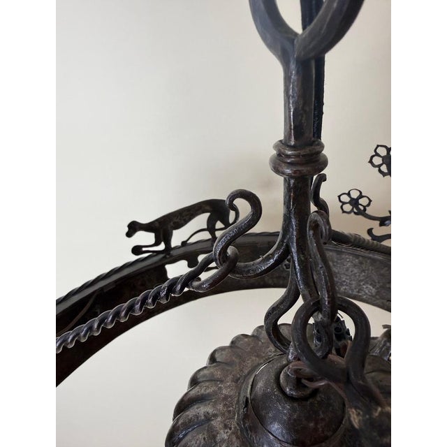 Hand-Forged Animal Motif Iron Chandelier, 1920 For Sale - Image 18 of 18