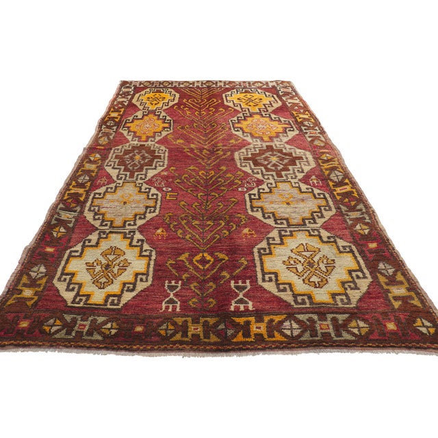 Mid-Century Modern Vintage Turkish Oushak Rug Runner - 04'00 X 07'09 For Sale - Image 3 of 9