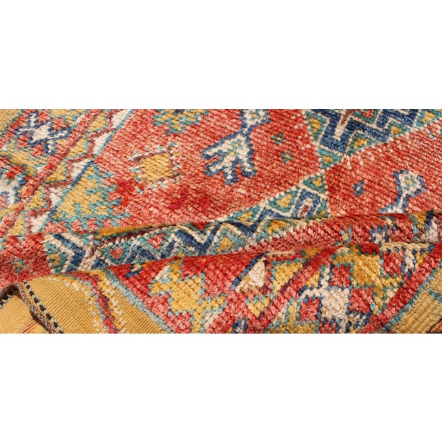 Colorful Moroccan Runner in Orange, Blue, Yellow and Gold Colors For Sale - Image 10 of 12