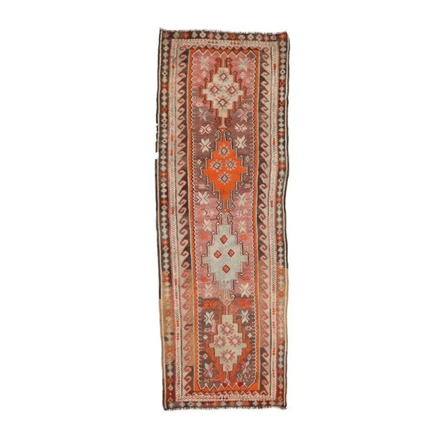 Textile Mid 20th Century Vintage Turkish Kars Kilim Rug For Sale - Image 7 of 7