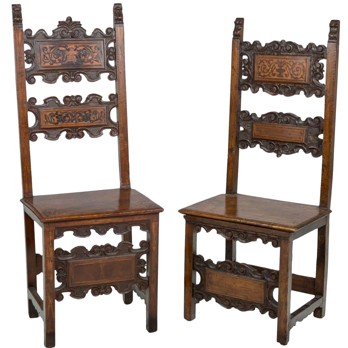 17th Century Lombardian Italian Swiss Carved Chairs a Pair Chairish